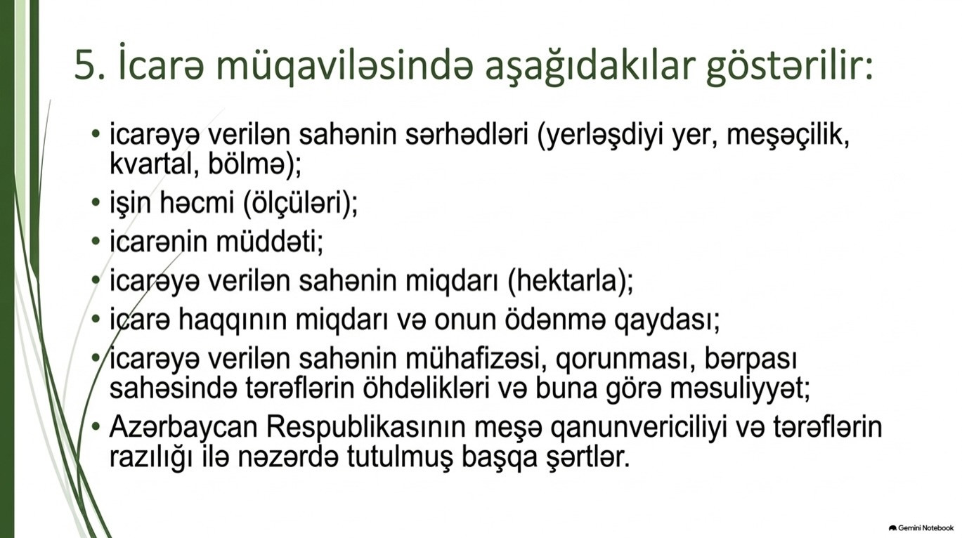 Meşə fondu torpaqlarının icarəyə verilməsi QAYDASI 8