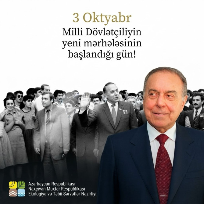 3 Oktyabr dövlətçilik ənənələrinin, milli iradənin və müstəqillik ideyasının təcəssüm etdiyi əlamətdar gündür