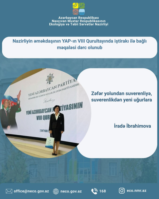 Nazirliyin əməkdaşının YAP-ın VIII Qurultayında iştirakı ilə bağlı məqaləsi dərc olunub